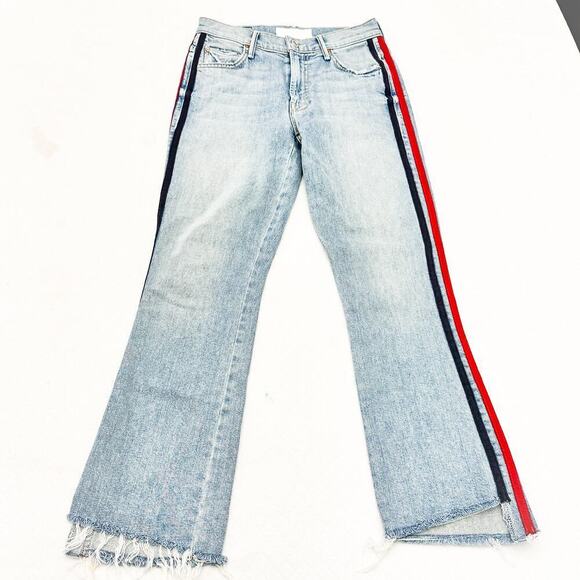 Mother Superior The Insider Crop Fray Thanks, Again Racer Denim Jeans Size 24 - Picture 2 of 11